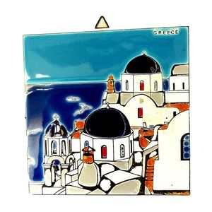 Greece Hand painted Ceramic Tile - Multicolor Vintage - 6" Sq. Vintage